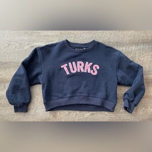 Navy Turks Embroidered Crop Top -Medium